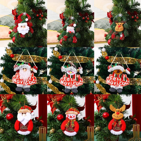 Christmas Cute Santa Claus Snowman Elk Cloth Party Festival Hanging Ornaments