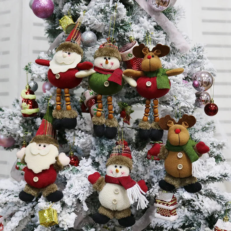 Christmas Cute Santa Claus Snowman Elk Cloth Party Festival Hanging Ornaments