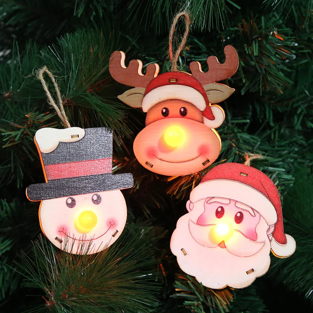 Christmas Cute Santa Claus Snowman Elk Wood Party Hanging Ornaments 1 Piece