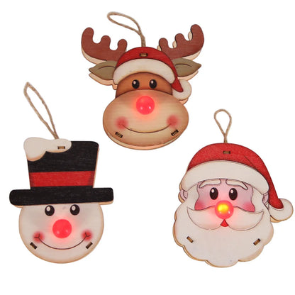 Christmas Cute Santa Claus Snowman Elk Wood Party Hanging Ornaments 1 Piece