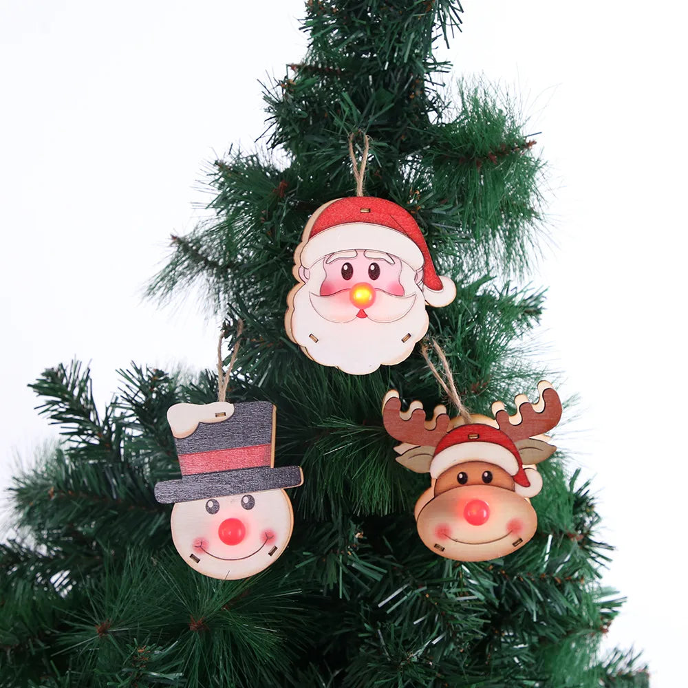 Christmas Cute Santa Claus Snowman Elk Wood Party Hanging Ornaments 1 Piece