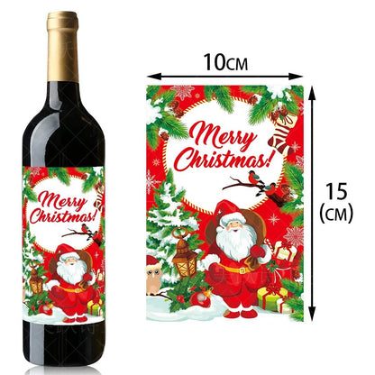 Christmas Cute Santa Claus Snowman Party Festival Wine Bottle Sticker