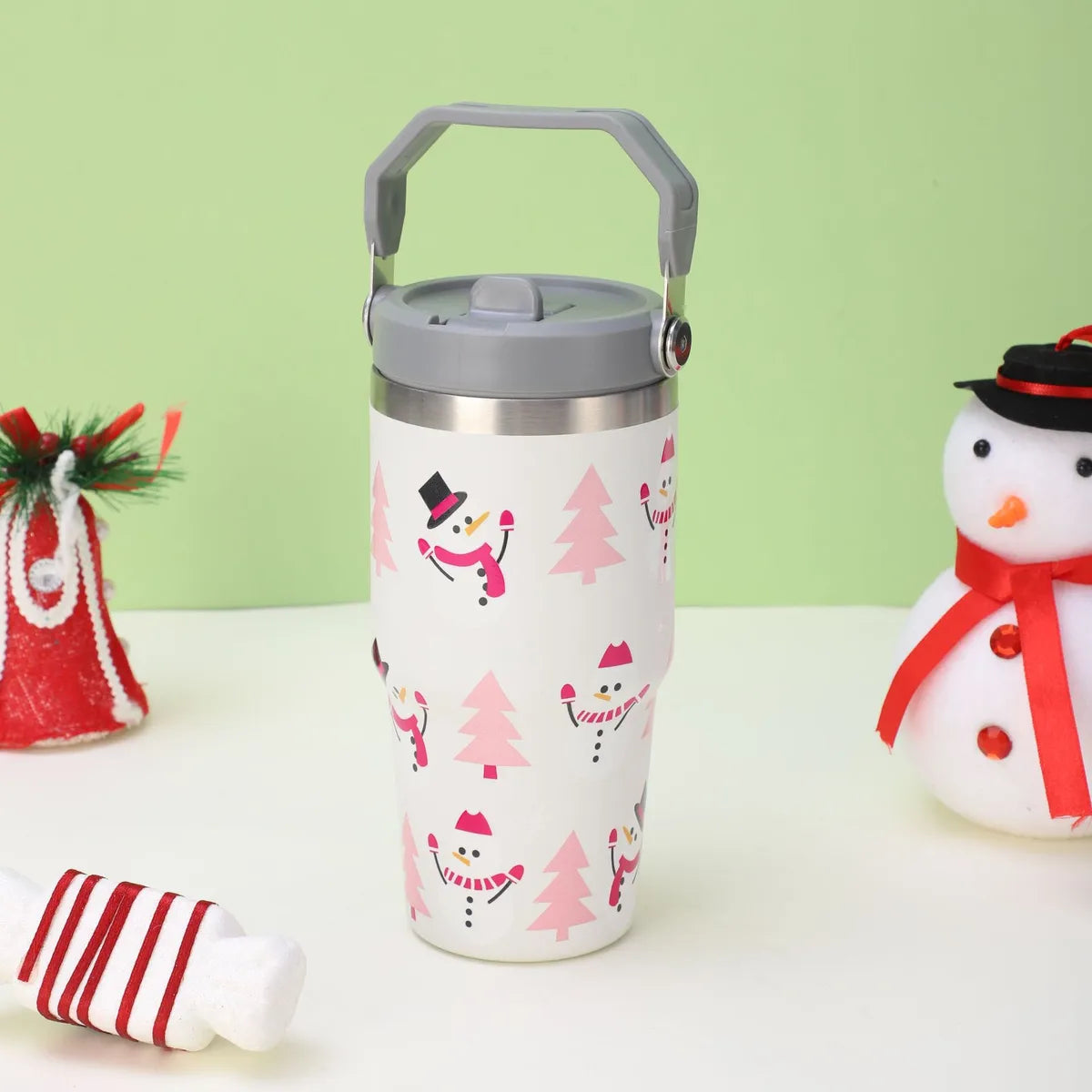 Christmas Cute Santa Claus Snowman Snowflake 201 Stainless Steel 304 Stainless Steel Thermos Cup 1 Piece