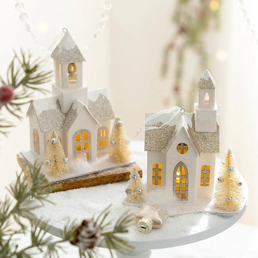 Christmas Cute Simple Style Christmas House LED Paper Party Festival Ornaments