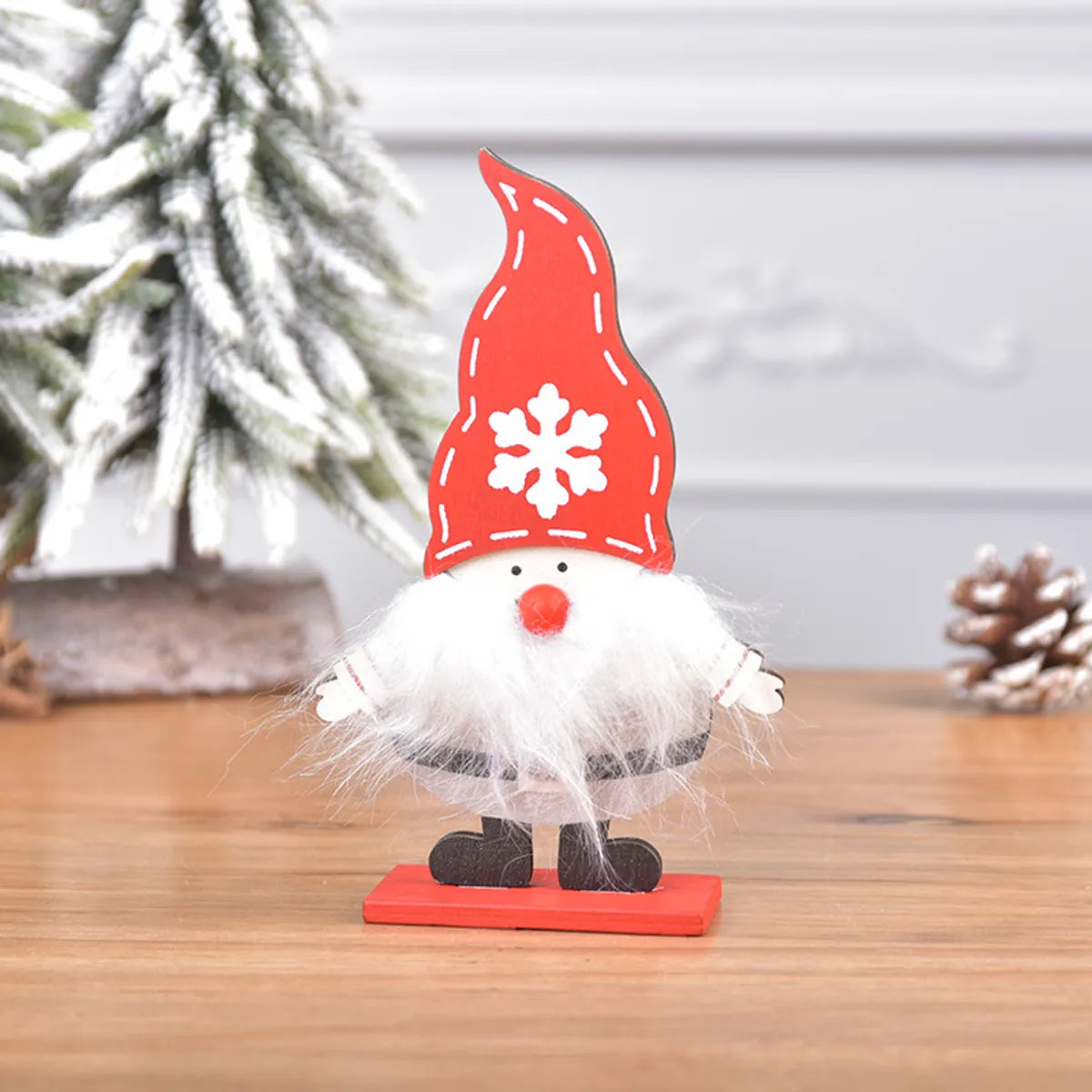 Christmas Cute Simple Style Christmas Tree Santa Claus Wood Holiday Daily Ornaments Decorative Props