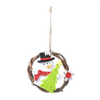 Christmas Cute Simple Style Santa Claus Snowman Elk Cloth Wood Holiday Festival Hanging Ornaments Decorative Props