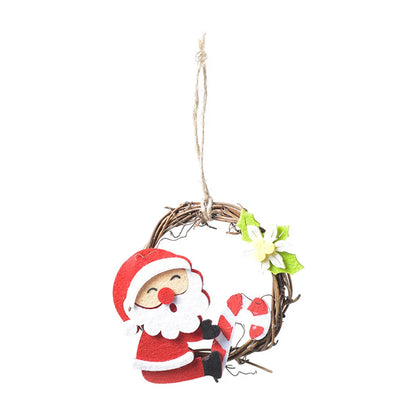 Christmas Cute Simple Style Santa Claus Snowman Elk Cloth Wood Holiday Festival Hanging Ornaments Decorative Props