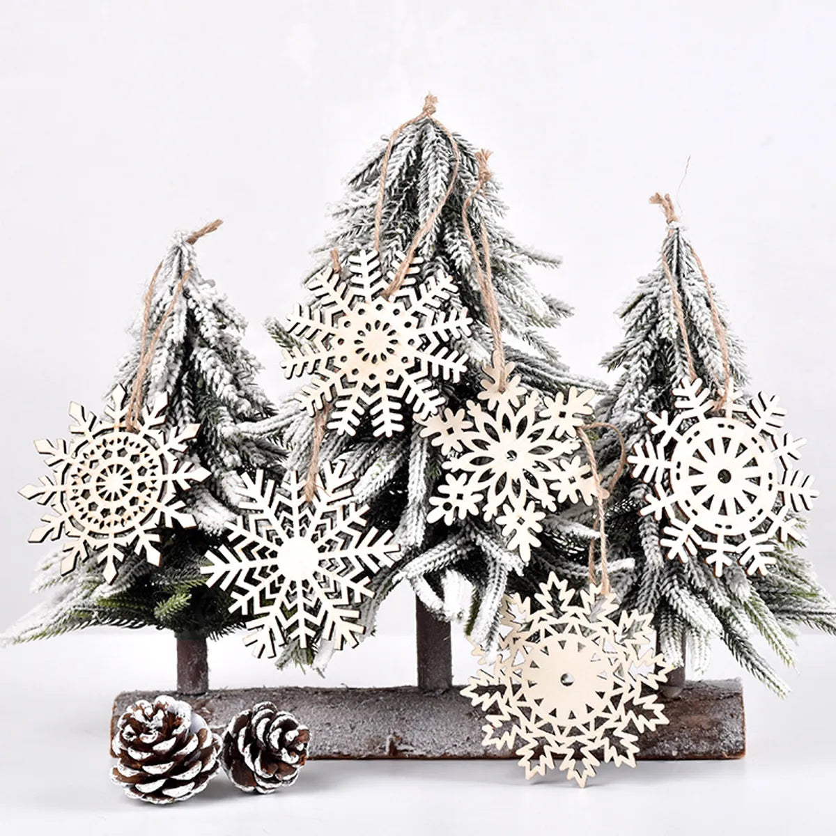 Christmas Cute Snowflake Wood Party Festival Hanging Ornaments