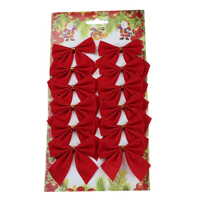 Christmas Decoration Flocking Bow Christmas Tree Small Pendant 5.5cm Bow Christmas Supplies 12/Package Spot