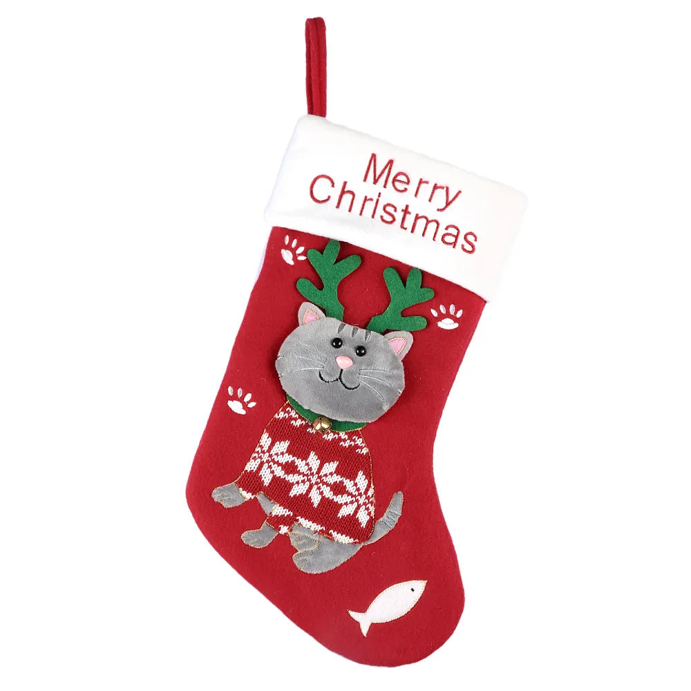 Christmas Dog Cat Brushed Cloth Nonwoven Party Christmas Socks