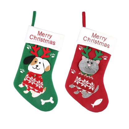 Christmas Dog Cat Brushed Cloth Nonwoven Party Christmas Socks