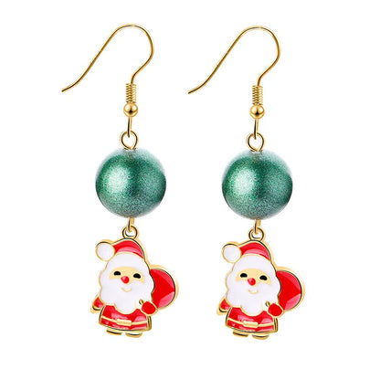 Christmas Elk Christmas Tree Cartoon Bell Santa Claus Earrings Wholesale Nihaojewelry