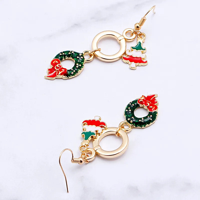 Christmas Elk Christmas Tree Cartoon Bell Santa Claus Earrings Wholesale Nihaojewelry