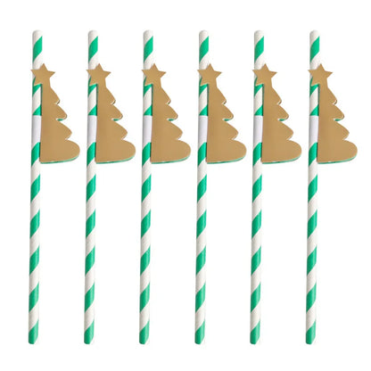 Christmas Fashion Christmas Tree Paper Party Drinking Straw 1 Piece