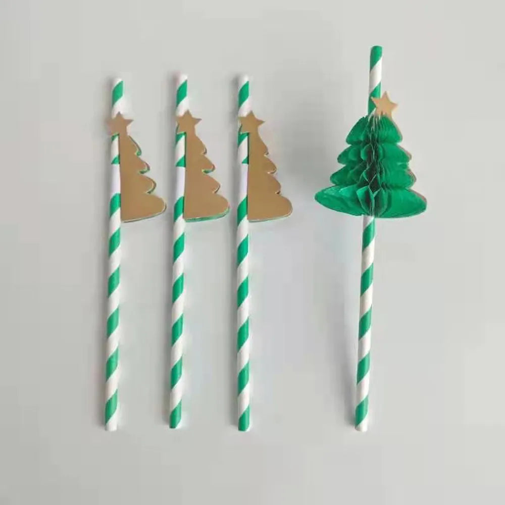 Christmas Fashion Christmas Tree Paper Party Drinking Straw 1 Piece