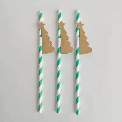 Christmas Fashion Christmas Tree Paper Party Drinking Straw 1 Piece