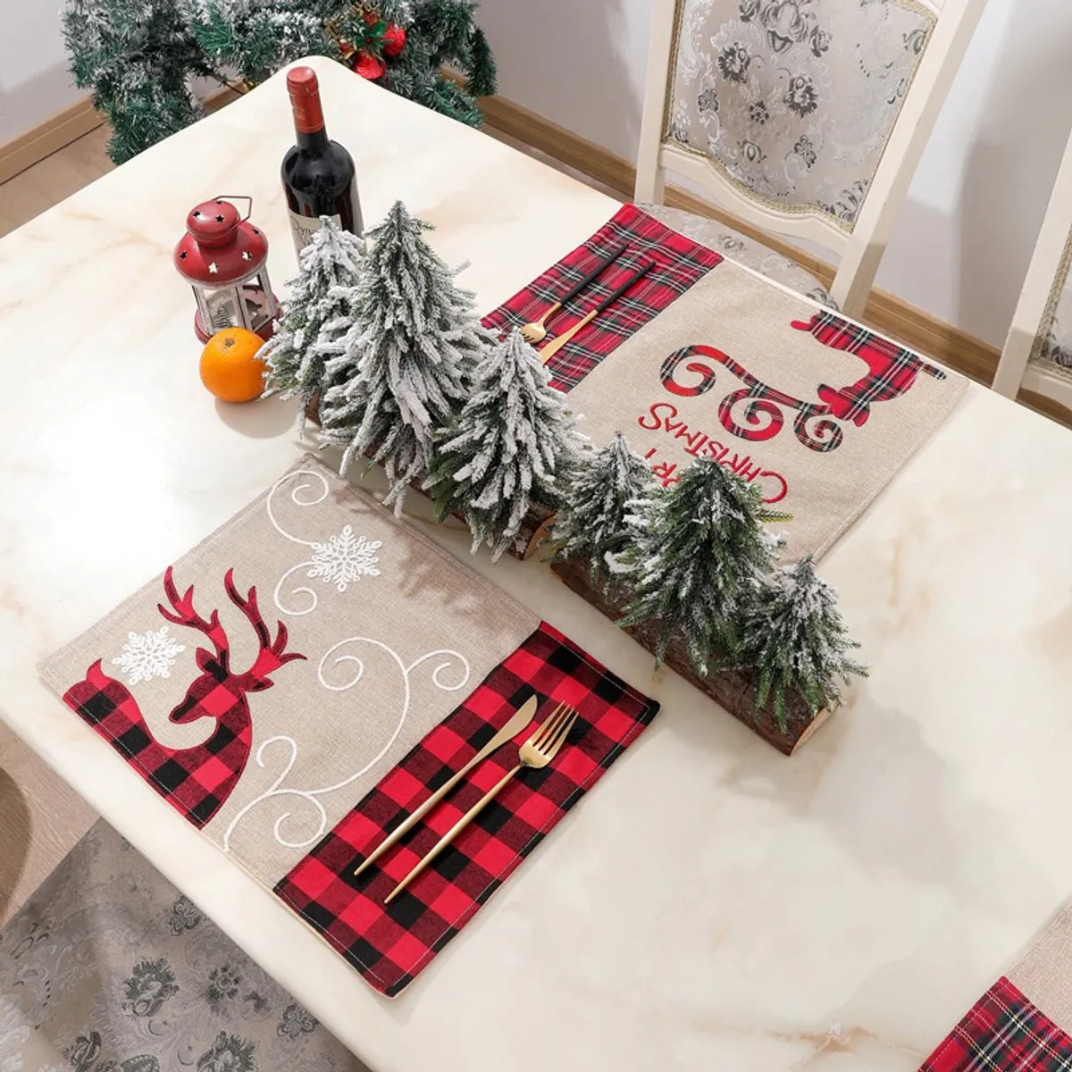 Christmas Fashion Elk Cloth Party Table Mat 1 Piece