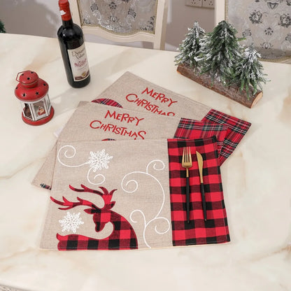 Christmas Fashion Elk Cloth Party Table Mat 1 Piece