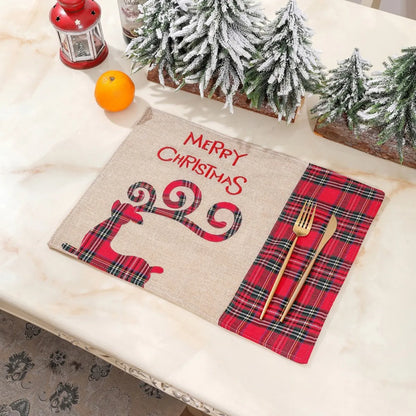 Christmas Fashion Elk Cloth Party Table Mat 1 Piece