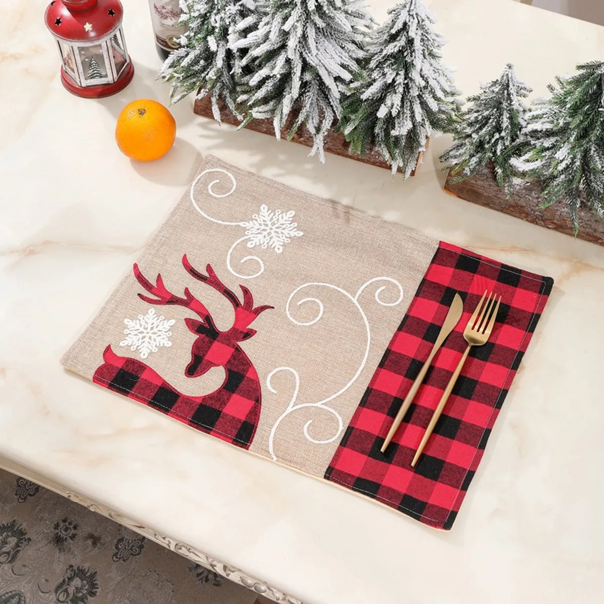 Christmas Fashion Elk Cloth Party Table Mat 1 Piece