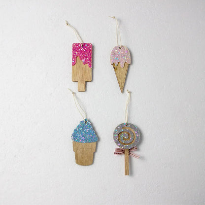 Christmas Fashion Ice Cream Wood Party Hanging Ornaments