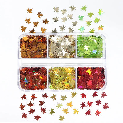 Christmas Fashion Maple Leaf Pet Sequin Nail Decoration Accessories 1 Set