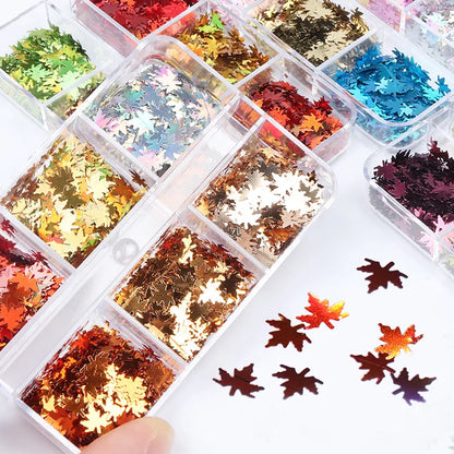 Christmas Fashion Maple Leaf Pet Sequin Nail Decoration Accessories 1 Set