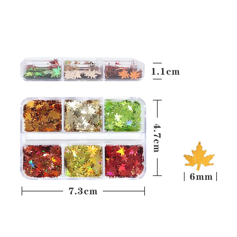 Christmas Fashion Maple Leaf Pet Sequin Nail Decoration Accessories 1 Set