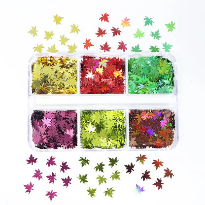 Christmas Fashion Maple Leaf Pet Sequin Nail Decoration Accessories 1 Set