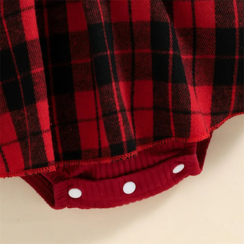 Christmas Fashion Plaid Cotton Baby Rompers