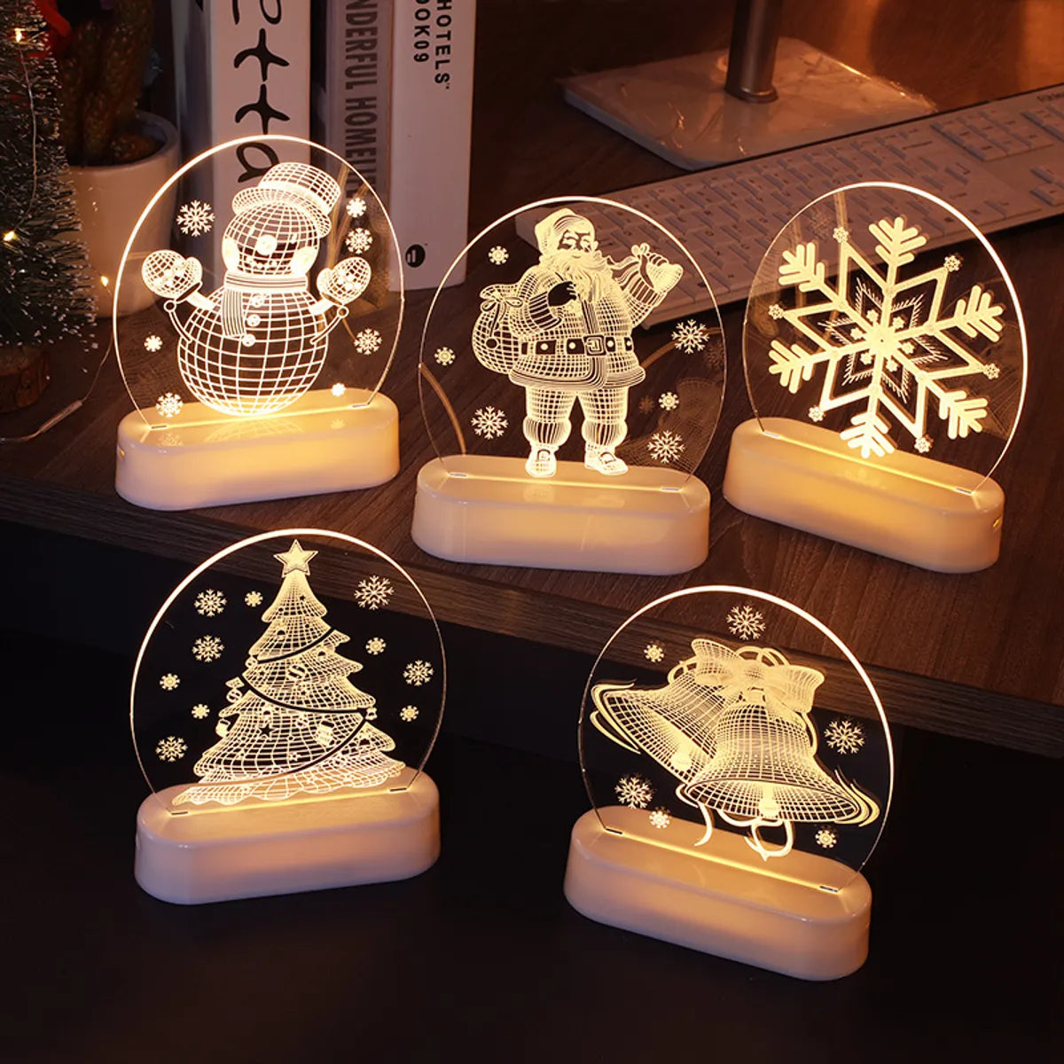 Christmas Fashion Santa Claus Snowflake Plastic Party Night Lights 1 Piece