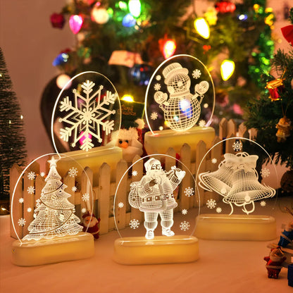 Christmas Fashion Santa Claus Snowflake Plastic Party Night Lights 1 Piece