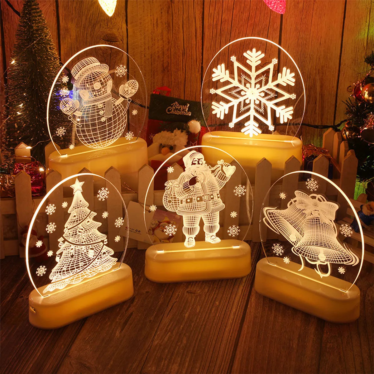 Christmas Fashion Santa Claus Snowflake Plastic Party Night Lights 1 Piece