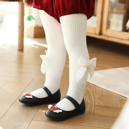 Christmas Fashion Solid Color Bowknot Fleece Polyacrylonitrile Fiber Pants & Leggings