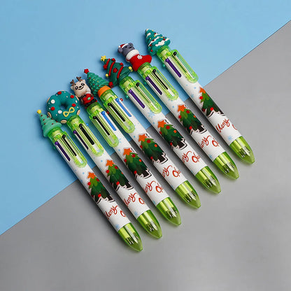 Christmas Gift Christmas Tree Reindeer Cute Cartoon 6 Colors Press Ballpoint Pen Style Random