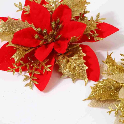 Christmas Gold Powder Christmas Flower Imitation Christmas Tree Decoration Gold Powder Christmas Flower Christmas Wreath Decoration Wholesale