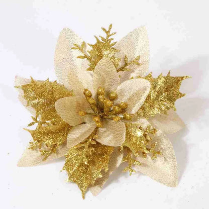 Christmas Gold Powder Christmas Flower Imitation Christmas Tree Decoration Gold Powder Christmas Flower Christmas Wreath Decoration Wholesale