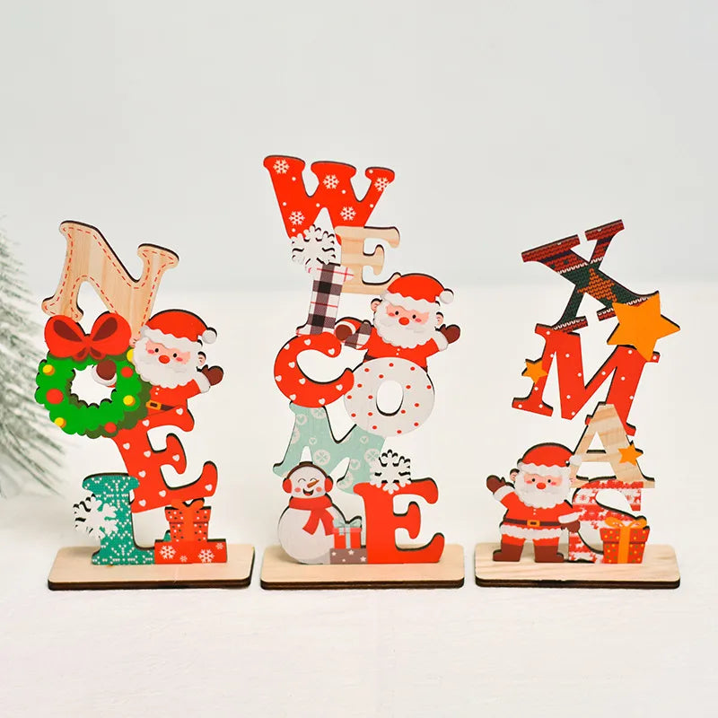 Christmas IG Style Christmas Modern Style Santa Claus Letter Snowflake Wood Party Festival Street Ornaments Decorative Props