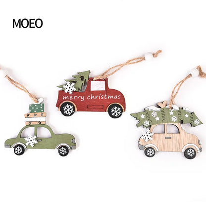 Christmas IG Style Christmas Tree House Car Wood Party Festival Hanging Ornaments