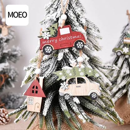 Christmas IG Style Christmas Tree House Car Wood Party Festival Hanging Ornaments