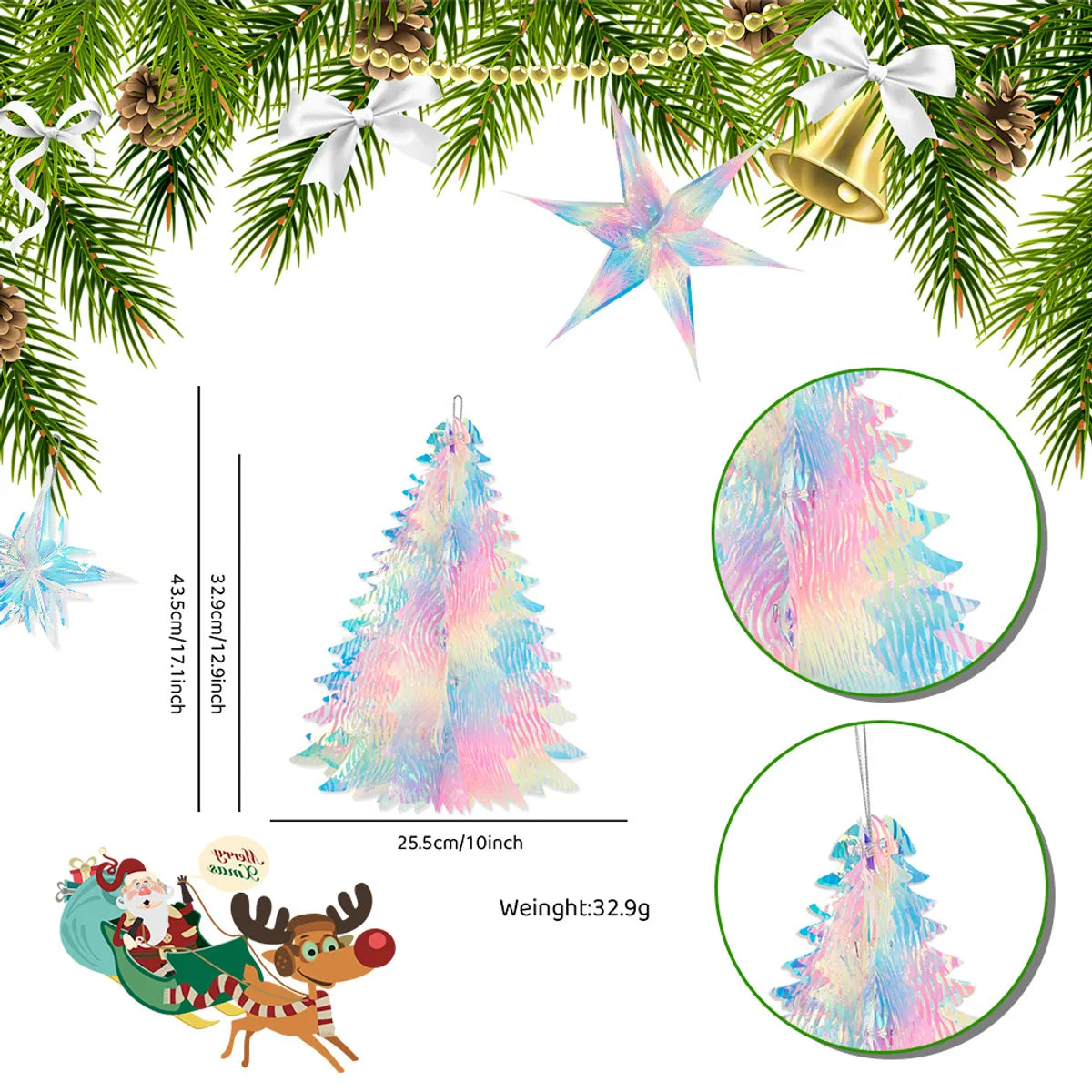 Christmas IG Style Christmas Tree Star Snowflake Plastic Party Festival Hanging Ornaments