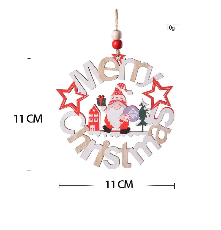 Christmas IG Style Cute Santa Claus Letter Elk Wood Party Festival Hanging Ornaments