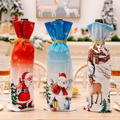 Christmas IG Style Nordic Style Cute Santa Claus Elk Cloth Party Festival Bottle Cover