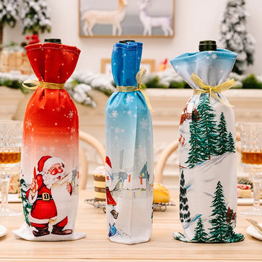 Christmas IG Style Nordic Style Cute Santa Claus Elk Cloth Party Festival Bottle Cover