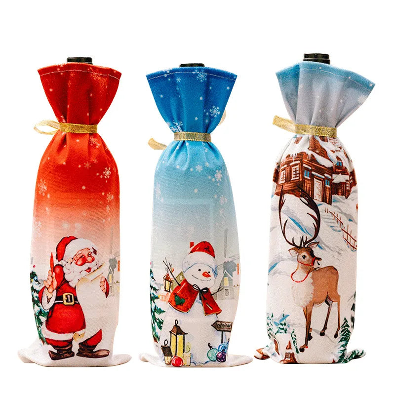 Christmas IG Style Nordic Style Cute Santa Claus Elk Cloth Party Festival Bottle Cover