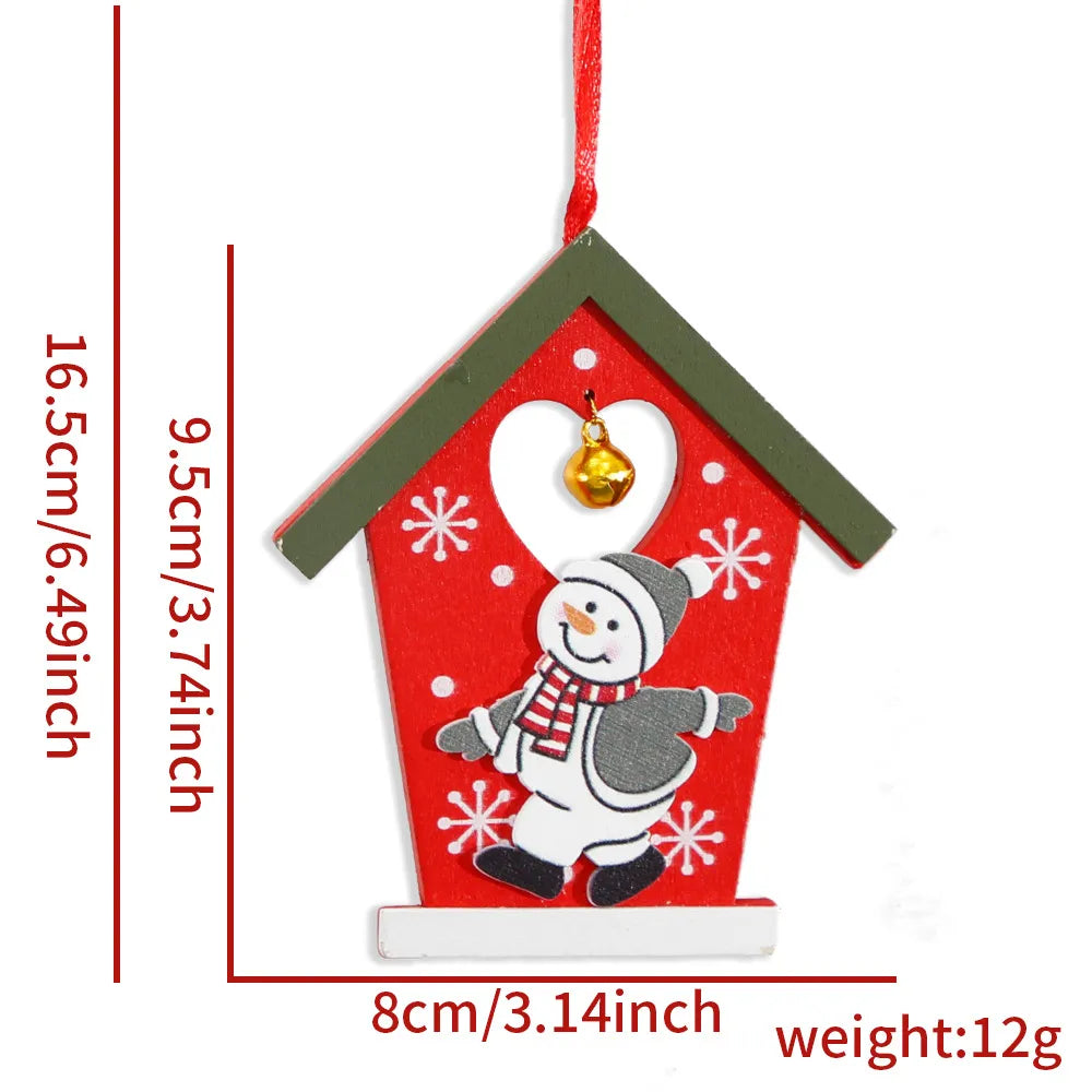 Christmas IG Style Santa Claus Snowman Snowflake Wood Party Festival Hanging Ornaments