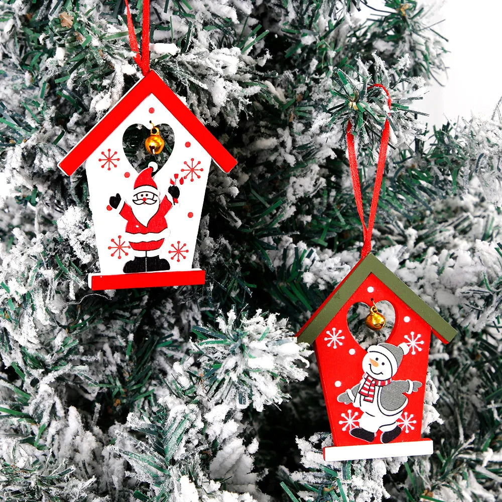 Christmas IG Style Santa Claus Snowman Snowflake Wood Party Festival Hanging Ornaments