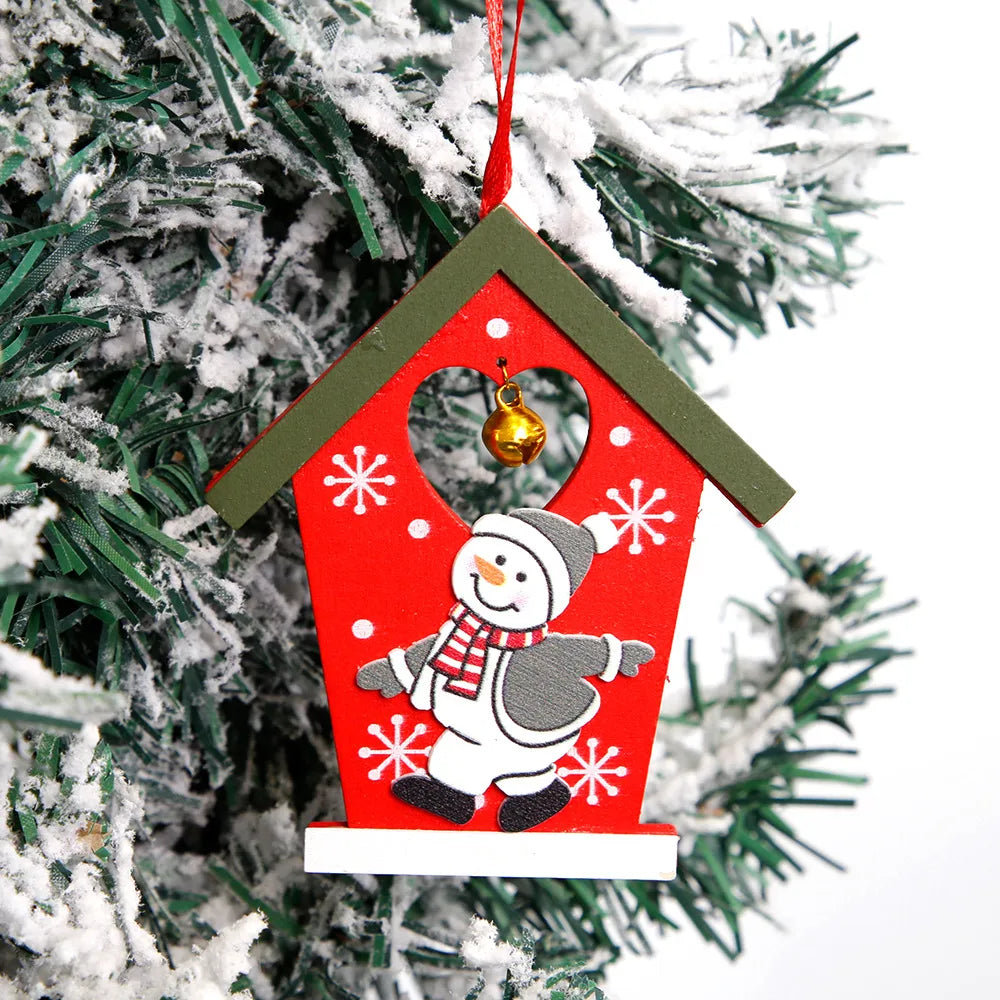 Christmas IG Style Santa Claus Snowman Snowflake Wood Party Festival Hanging Ornaments