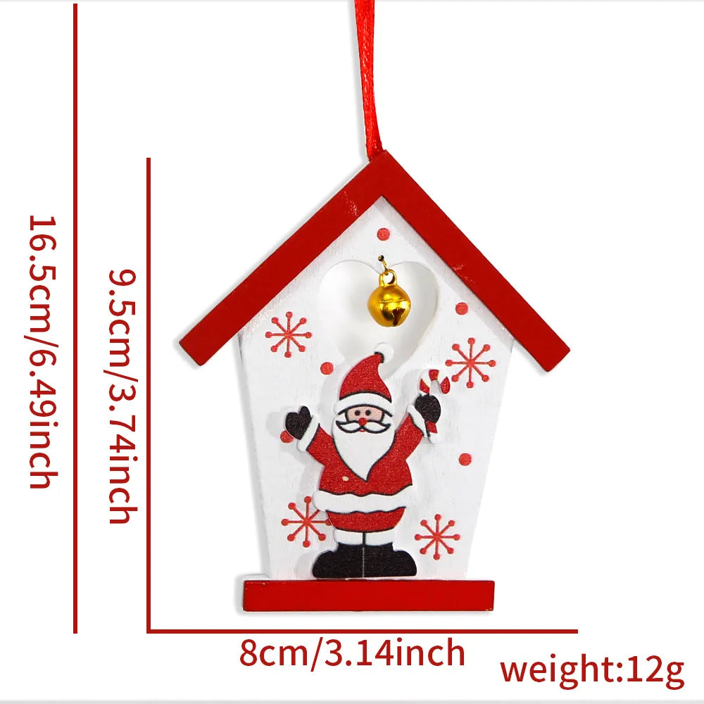 Christmas IG Style Santa Claus Snowman Snowflake Wood Party Festival Hanging Ornaments