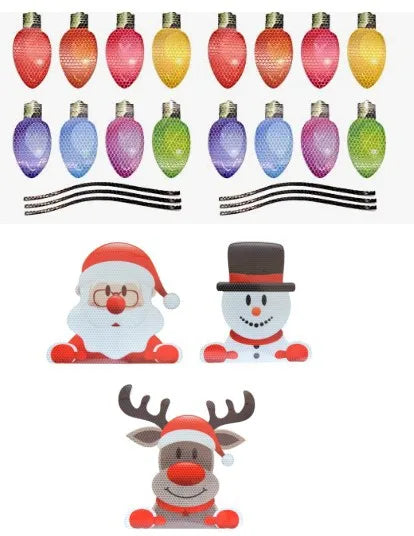 Christmas Light Bulb Old Man Snowman Gnome Elk Car Decoration Magnetic Reflective Sticker